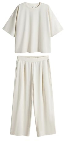 THE SET Femme T-shirt à manches courtes en tissu épais haut de gamme | lot de 2, Coupe standard