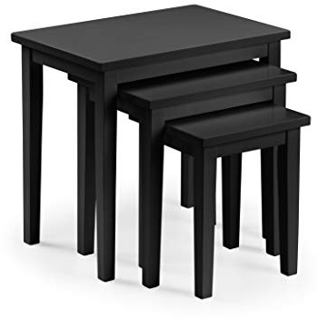 Julian Bowen Cleo Nest of Tables, Set of 3, Black - H46 x W48 x D33cm | Contemporary Nesting Tables for Living Room, Solid Rubberwood, Space-Saving Nesting Design