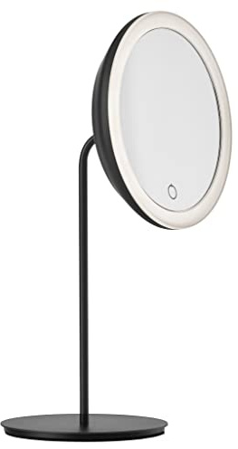 Zone Denmark Kosmetikspiegel mit Vergrößerung und Beleuchtung, Makeup Spiegel, Schminkspiegel mit Beleuchtung, 5-Fache Vergrößerung & 3 Lichtstufen, 18 x 34 cm, Schwarz