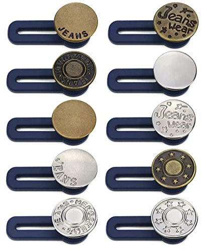 LEEQBCR 10-Stück-Taste Taille extender elastischen Metallknopf Verlängerung Jeans versenkbare Knopf Knopf Gürtel Extender für Manschetten/Hemden/Jeans