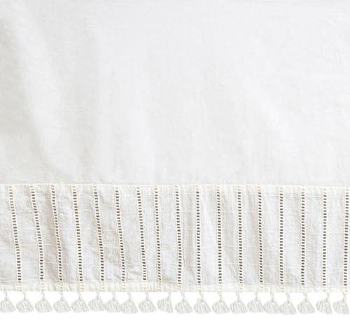 Crane Baby Wrap Around Bed Skirt for Crib, Cotton Crib Skirt for Boy's and Girl's Nursery, White, 28”w x 52”h x 16”d