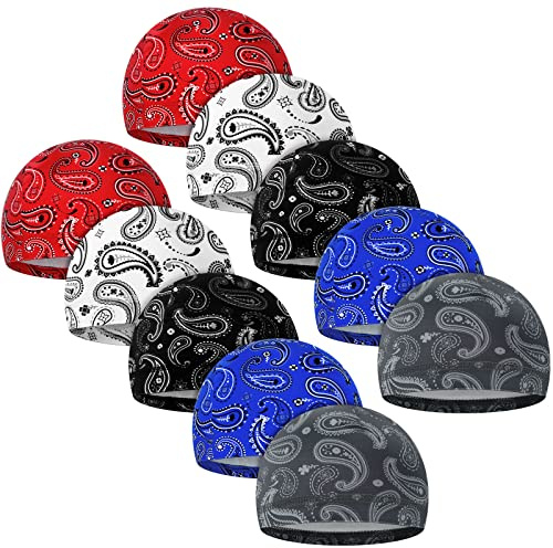 Tarpop 10 Pcs Men Skull Caps Cooling Welding Hard Helmet Liner Cycling Skull Caps Wicking Beanie Do Rag Head Wrap for Men(Assorted Style)