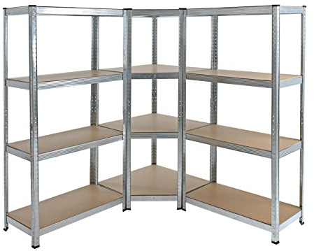 ESTEXO Steckregal Set Eckregal Lagerregal Werkstattregal Kellerregal Regal verzinkt (160x150x150x40 cm)