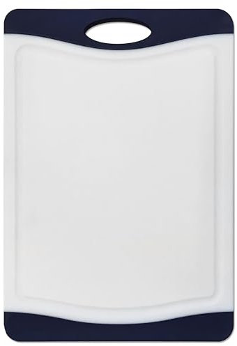 Tarrington House Tabla de cortar, polietileno/goma termoplástica, 29 x 20 x 1.2 cm, esquinas antideslizantes, azul, antibacteriana, apta para lavavajillas, tabla para cocina con asa