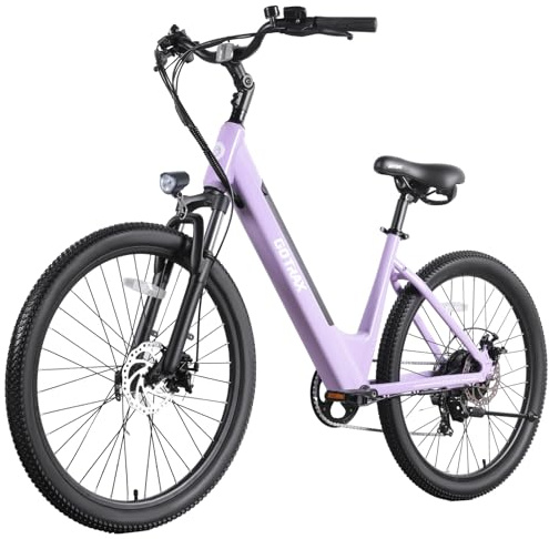 Gotrax Dolphin 26 Electric Bike, Max Range 30Miles(Pedal-assist1)&20Mph Power by 350W, 5 Pedal-Assist Levels&Front Suspension, 7-Speed&Boost Mode, City E-Bike for Adult Leisure Riding/Commuting