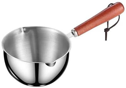 200ml Stainless Steel Milk Pan with Wooden Handle, Mini Butter Warmer, Perfect Size for Milk Oil Butter Sauce