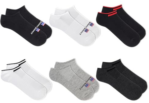 Chaps Lot de 6 Paires de Chaussettes de Sport rembourrées en Maille Respirante No Show, Noir Assorti, 4.5-12 UK Homme