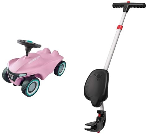 Big-Bobby-Car Neo Zartrosa - Rutschfahrzeug für drinnen und draußen & Multi-Schubstange - 4-Fach höhenverstellbare Schiebestange, für die Big-Bobby-Car Modelle Classic