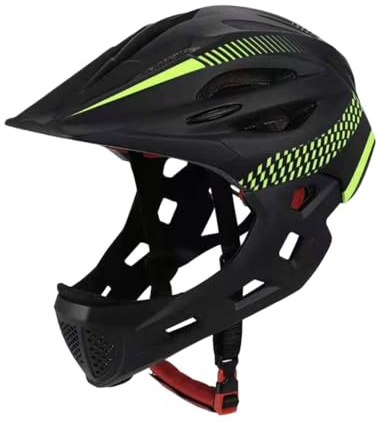 Harilla Kids Bike Helmet for Kids Full Face Helmet Cycling Helmet Trendy Comfortable Protective Gear Biking Helmet Child Bicycle Helmet for Boys Helmet Bicycling Cycling Riding, black green