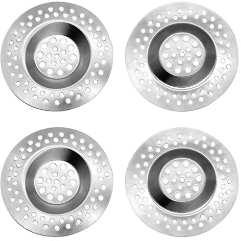 JEYORZY 4 Pcs Filtro Lavello Cucina, Filtro Lavandino, Protezione per lo Scarico in Acciaio Inox, Filtro da Scarico per Lavandino, Filtro Scarico Vasca, per Doccia e Scarico o Lavelli da Cucina