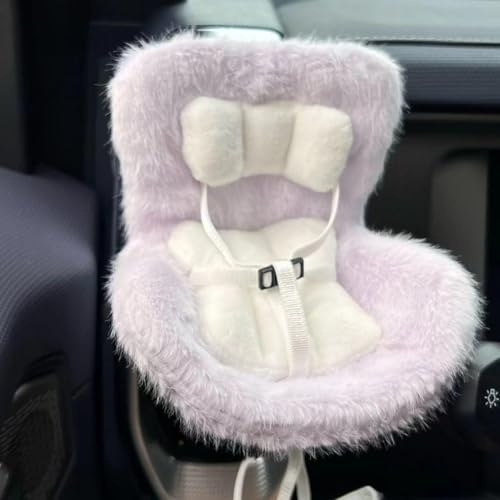 Car Seat with Air Vent Clip and Desktop Stand, Doll Car Seat with Soft Furry Cushion Seat, Cute and Functional Car Ornament for Collectors & Doll Fans (Purple)