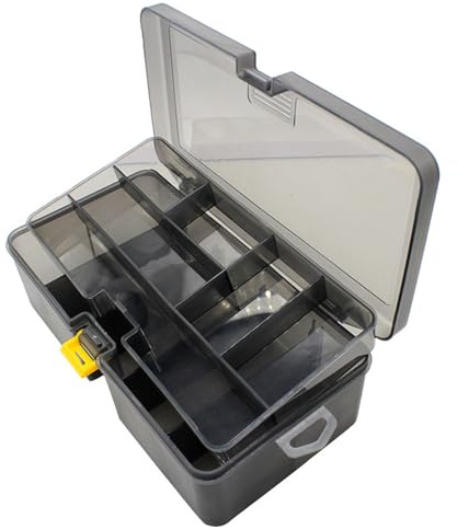 Caja Pesca, Cajas para Aparejos de Pesca, Caja de Señuelos para Pesca Accesorios, Herramientas Desmontable Multifuncional Doble Capa para Ganchos, Señuelos, Aparejos, Regalo para Pescadores, Hombres