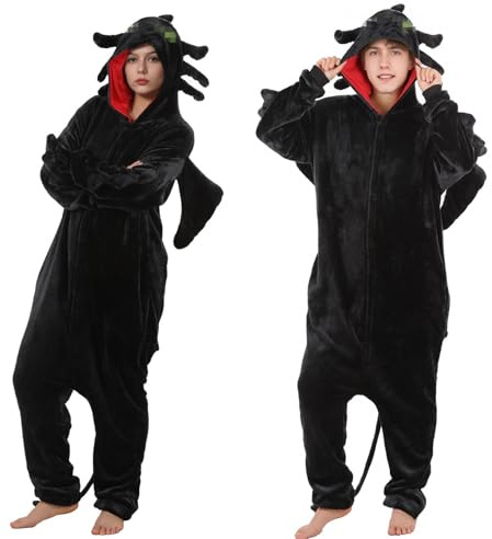 nezababy Costume da drago di Halloween per uomini e donne, pigiama Dragon Onesie Natale Cosplay animale con cerniera tuta