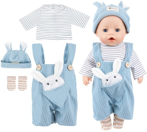 EIHI Vestiti per bambole Cestiti per Bambole per New Born Baby Doll, Abiti per Bambolotti 35-45CM 18, Pagliaccetti Stampa con Cappello(Bambola Non Inclusa),C