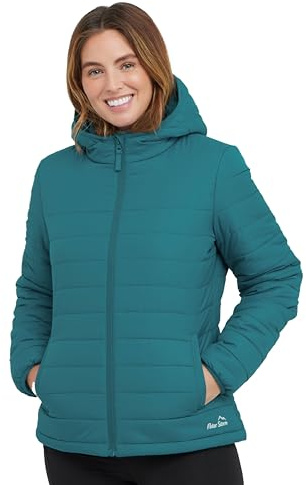 Peter Storm Women’s Blisco Jacket with Hood & 2 Pockets, Insulated, Water Repellent & Lightweight Puffer Coat (UK, Numeric, 16, Regular, Regular, Green)