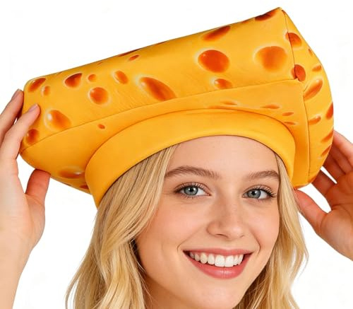 Cappello a Forma di Testa di Formaggio | Morbido Accessorio Divertente e Realistico per Feste,Cappello Allegro a Tema Formaggio - Adatto A Halloween Natale Feste Cosplay Festival Vacanze Inverno Ester