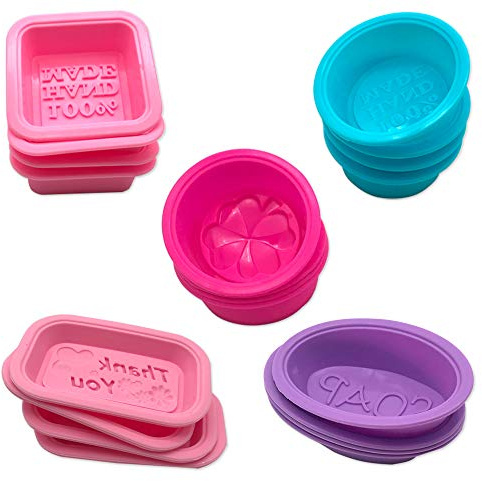 CKANDAY 20 pezzi stampi per sapone,100% fatti a mano stampo sapone fai da te morbido fabbricazione forniture cupcake muffin caramelle stampo per artigianale fatto in casa-quadrato tondo ovale a forma