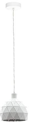 EGLO Pendelleuchte Roccaforte, 1 flammige Hängelampe, Hängeleuchte aus Stahl in Weiß, Esstischlampe, Wohnzimmerlampe hängend mit E14 Fassung, Ø 17 cm