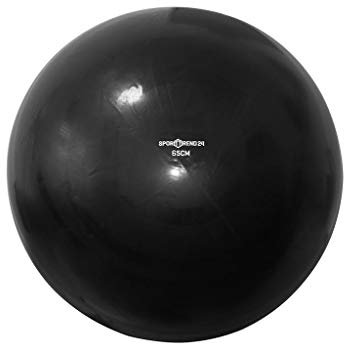 Sporttrend 24® Gymnastikball in 55cm, 65 cm, 75cm | Sitzball, Fitnessball, Yogaball, Sportball, Luftpumpe (Schwarz, 65 cm)