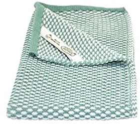 Solwang Gästehandtuch Natur/Grün gestrickt Handtuch Bio Baumwolle 32x47