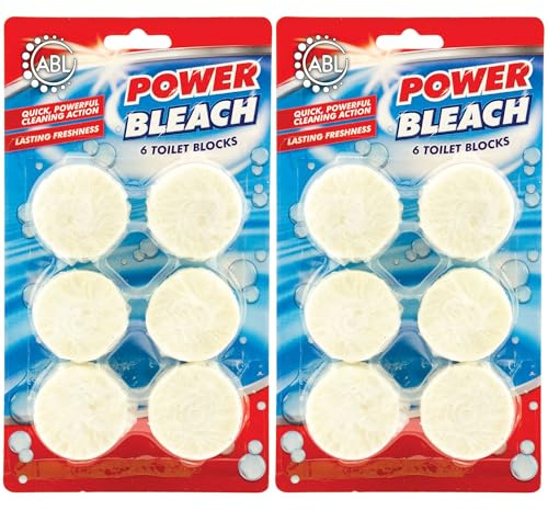 Power Bleach Toilet Blocks, Cistern Blocks, Bleach Toilet Tablets 2 X 6 Pack
