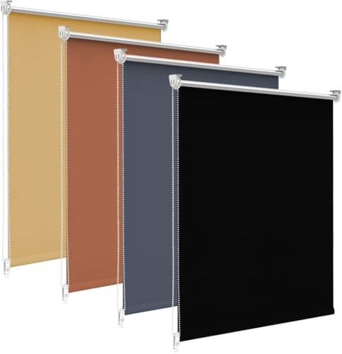 bobodeco Verdunklungsrollo ohne Bohren & mit Bohren, Verdunkelungsrollo Klemmfix, Schwarz B40x H120cm (Stoffbreite 40cm), Thermorollo Sichtschutz und Sonnenchutz, Rollos für Fenster & Tür