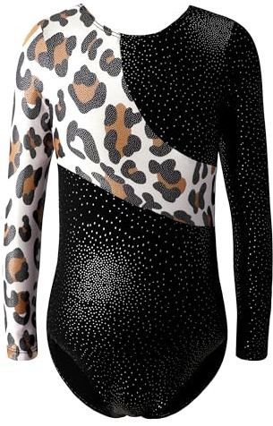 DAXIANG Gymnastics Leotards for Girls, Long Sleeve Leotard for Girls Gymnastics Outfit Black Shorts Dance Unitard Biketards
