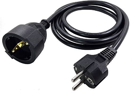 Toptekits CEE7/7 European Schuko Male to Female Extension Power Cords, 16A 250V, 6ft/1.8m 2-Prong European Germany CEE 7/7 M/F Extension Cord Cable for PDU UPS (Schuko M/F,6ft/1.8m)