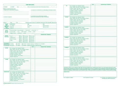 EXACOMPTA - 1 Liasse ''État des lieux d'entrée et sortie'' (tous contrats) - Feuille tripli autocopiant - Référence 46E