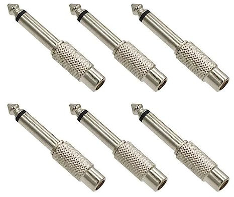 Adattatore da RCA a 1/4,Adattatore Audio RCA Femmina,6 Pezzi RCA Femmina a 6,35 mm (1/4 Pollici),Adattatore Audio 6,35 mm Maschio a Femmina RCA,Jack 6.35 mm Maschio Mono Connettore per Home Theater