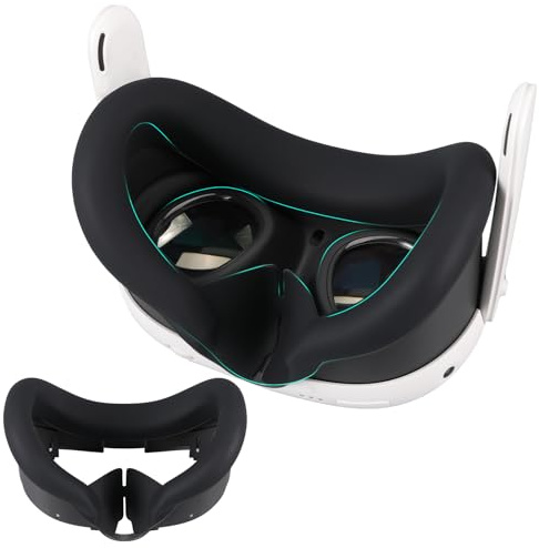 Gesichtsabdeckung Aus Silikon für Meta Quest 3,Silikon-Gesichtskissenpolster Kompatibel mit Quest3 Zubehör,MetaQuest 3 Headset Silikon Maske VR Zubehör Schweißdichtes Komfortable(Schwarz)