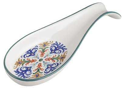 Baroni Home Poggiamestoli Decorato in Ceramica, Accessorio da Cucina Colorato Resistente, Linea Capri, 8x22x3 cm