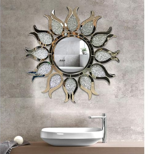 BZCKBZ Espejo con Incrustaciones De Diamantes De Moda De Lujo Ligero De 105 Cm/41,3 Pulgadas, Espejo Decorativo For Chimenea De Mesa Consola, Impermeable, Inastillable