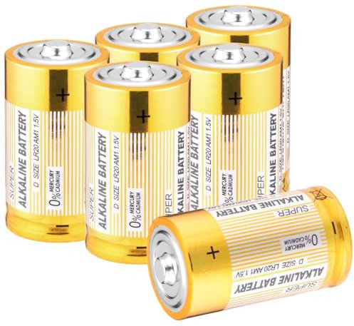 CICMOD Pilas alcalinas D 1,5V (Paquete de 6 Unidades) LR20 Pila Alkaline para Dispositivos Diarios - Larga duración Longlife