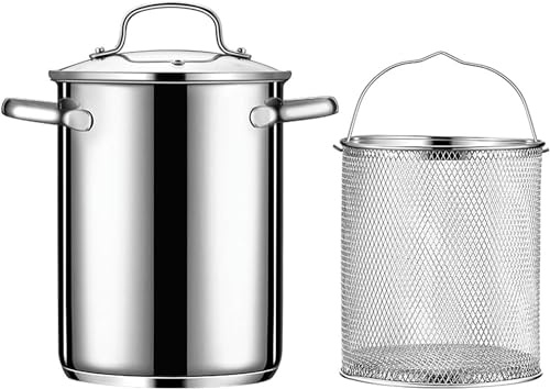 Pot à nouilles de 4 litres avec panier à passoir, pot en acier inoxydable 304 pour asperges, fruits de mer, crabe, cuiseur vapeur,