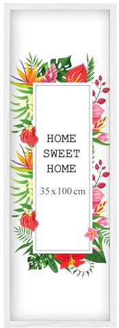 MG Design Weiß Bilderrahmen 35 x 100 cm – Aus echtem Holz mit Acrylglas, zum Aufhängen & Aufstellen, für Fotos, Poster & Puzzle