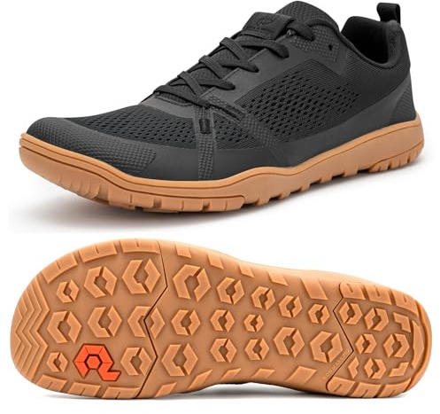 Pulltop Barefoot Wide Toe Box Shoes for Men - Trail Running Gym Shoes | Zero Drop Sole | Minimalist Cross-for Training Black Gum Size 10