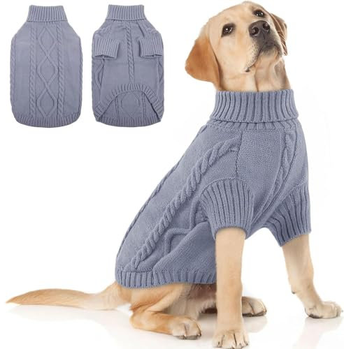 FFWTPY Zopfmuster Hundepullover Strickpullover Rollkragen Hundekleidung Winterpullover Wärmend Haustier Pullover