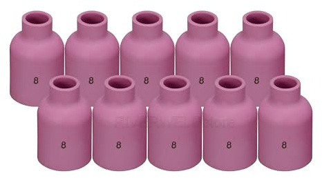 RIVERWELD TIG Lentille à Gaz Busette en Céramique d'Alumine Diamètre Jumbo Grand 57N74 8# 12.5mm pour QQ300 PTA DB SR WP 9 17 18 20 25 26 Torche de soudage TIG 10pcs