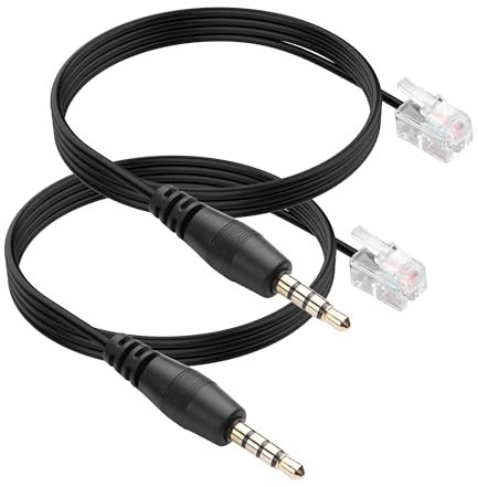 YACSEJAO 2 adaptadores RJ9 a 3,5 mm para auriculares de 0,8 m / 2,6 pies RJ9 a 3,5 mm macho a macho, adaptador para teléfono móvil Android