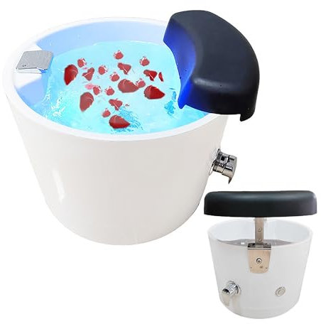 SBCGFY Cuenco de pedicura, Lavabo Redondo de acrílico para Masaje de pies, baño de pies con Masaje, SPA para pies con reposapiés elevable, bañera de pedicura con Agua fría y Caliente.