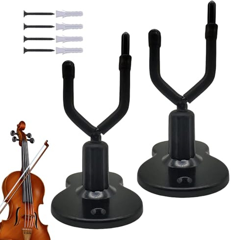 Rrlihjgu Violin Hanger Wall Mount - 2X Violin Viola Stand with Bow Holder - Space Saving Instrument Display Stand, String Instrument Accessories
