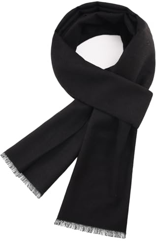 heekpek Mens Scarf Autumn Winter Men's Tartan Check Scarves Long Warm Knitted Plaid Scarf, 180CM x 30CM, Black