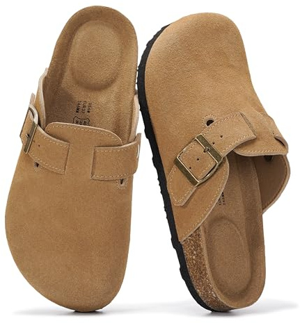 100% Genuine Leather Slip-on Footbed Clogs for Women - Fall Shoes for Women