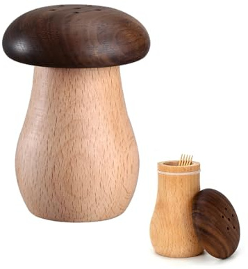 Wooden Toothpick Holder, Mushroom Shape, Toothpick Dispenser Container for Home Kitchen Restaurant Bar Accessories