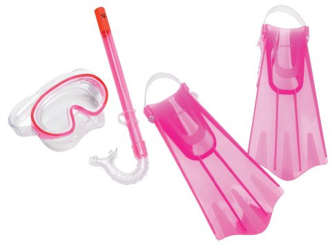 Speedo Unisex-Child Aqua Quest Swim Mask, Snorkel & Fins Set