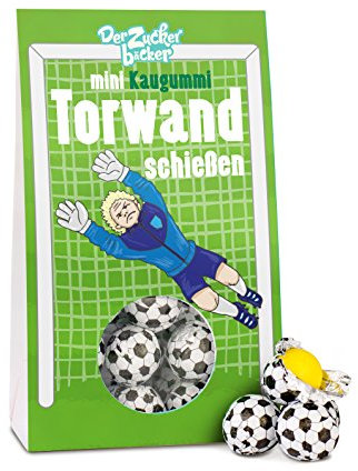 Mini-Kaugummi Torwandschießen, süße Naschportion mit Kaugummi-Fußbällen, 50 Gramm, coole Geschenkidee für Fußballbegeisterte, Männer, Jungs und Kids