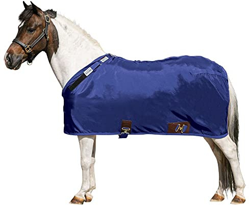 Adjusta Fit Dura-Nylon Draft Horse Stable Sheets | Ultimate Equine Comfort & Protection | Keeps Coats Smooth & Shiny | V-Free | Open Front | Legstrap | Color Navy | Size 60