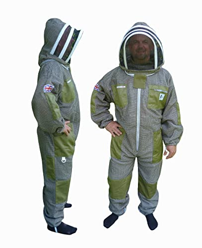 AGS Combinaison d'apiculture verte ultra ventilée à trois couches - Combinaison d'apiculteur professionnelle (4XL)