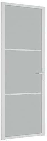 vidaXL Innentür Modernes Design Glastür Komplettset Zimmertür Tür Drehtür Wohnungstür mit Montagezubehör 76x201,5cm Weiß Mattglas Aluminium
